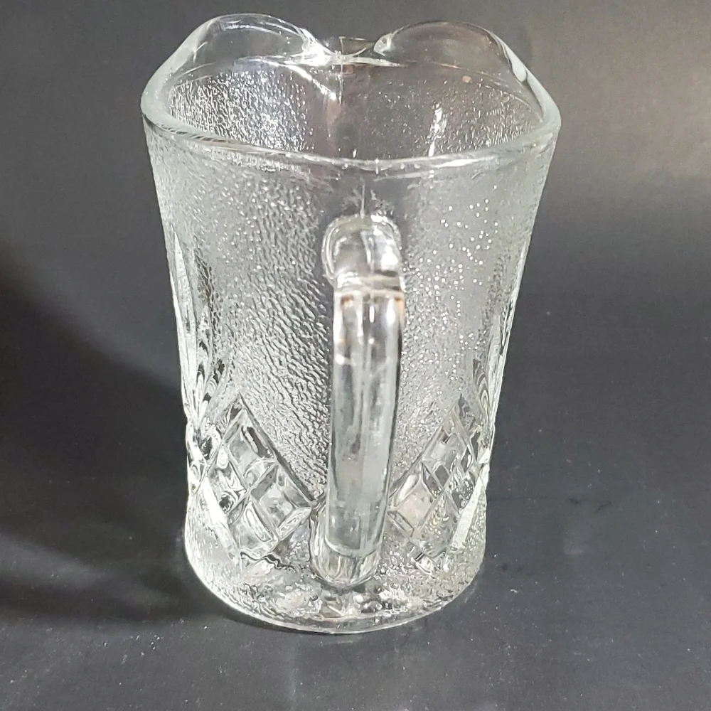Vintage Glass Creamer, Small Textured Pitcher with 